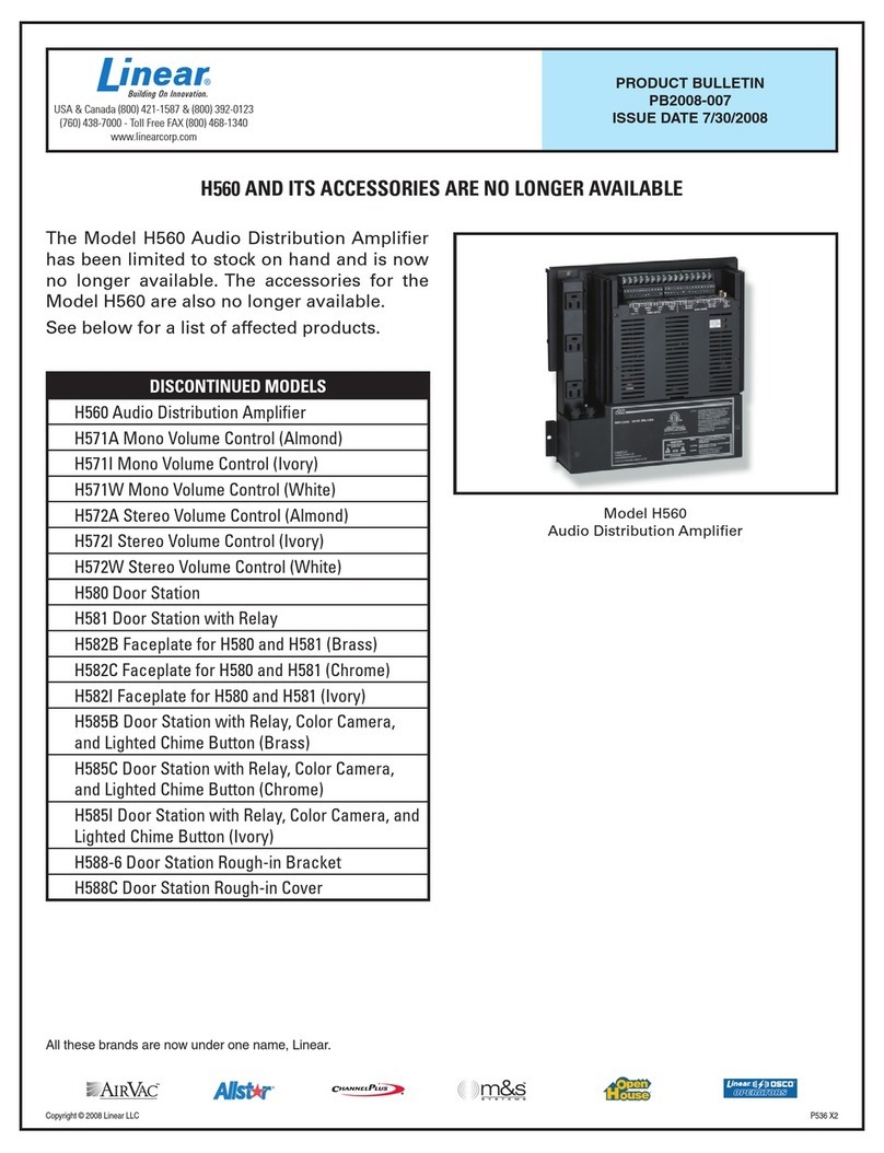 Linear H560 Product bulletin