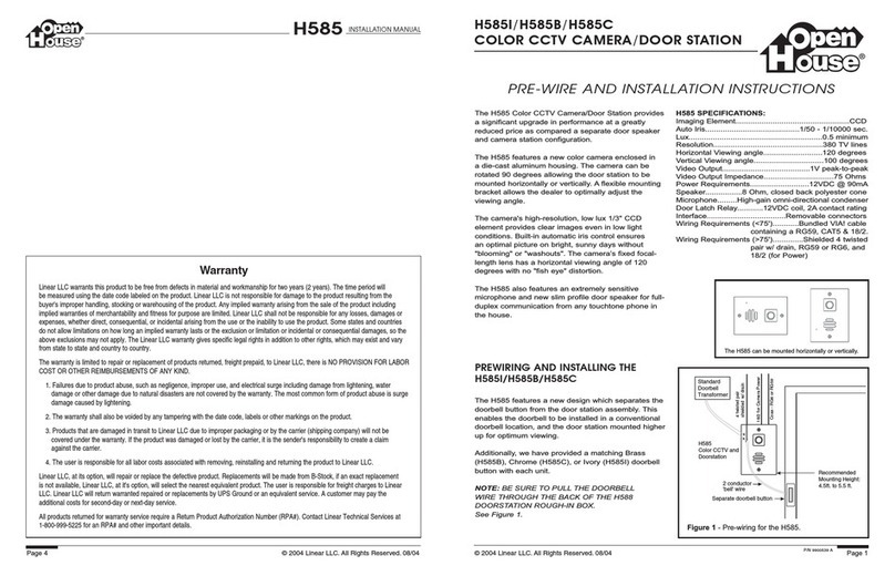 Linear Open House H585 User manual