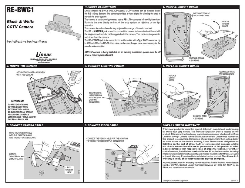 Linear CCTV CAMERA RE-BWC1 User manual
