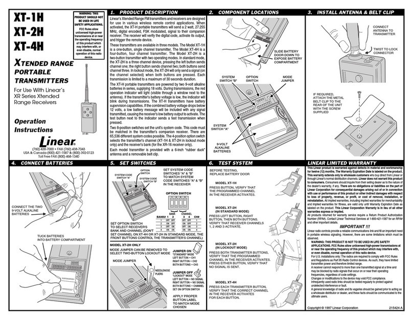 Linear XT-1H User manual