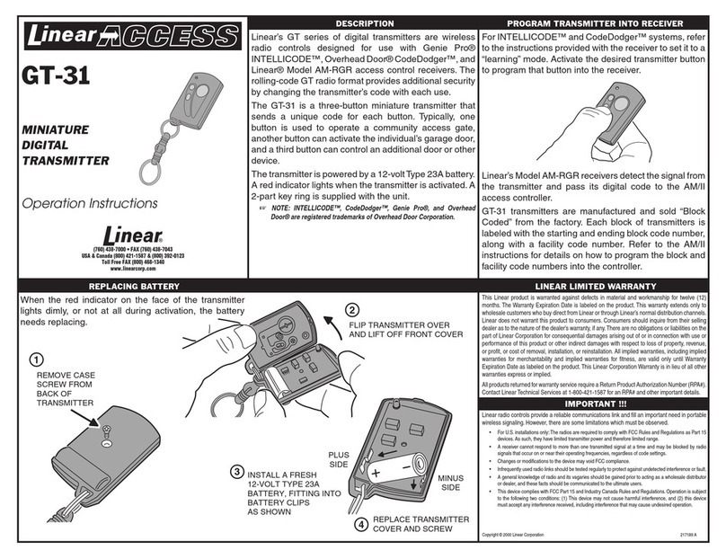 Linear GT-31 User manual