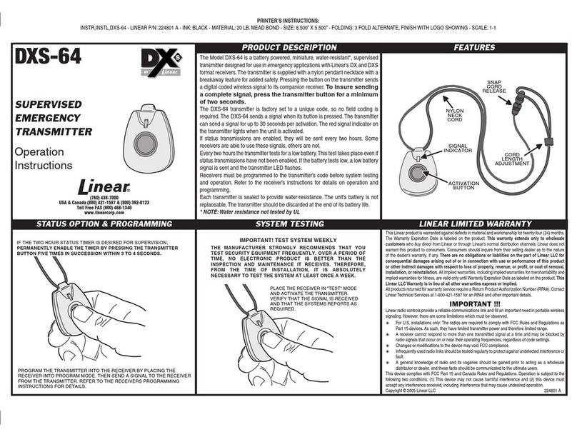 Linear DXS-64 User manual
