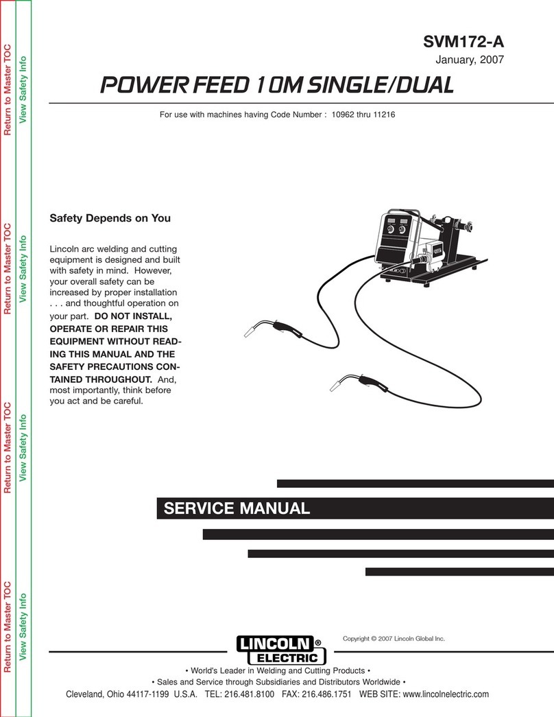 Lincoln Electric POWER FEED 10M SINGLE/DUAL SVM172-A Service manual Lincoln Electric POWER FEED 10M SINGLE/DUAL SVM172-A Service manual