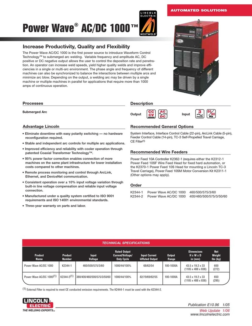 Lincoln Electric Power Wave AC/DC 1000 MC04-216 Technical specifications