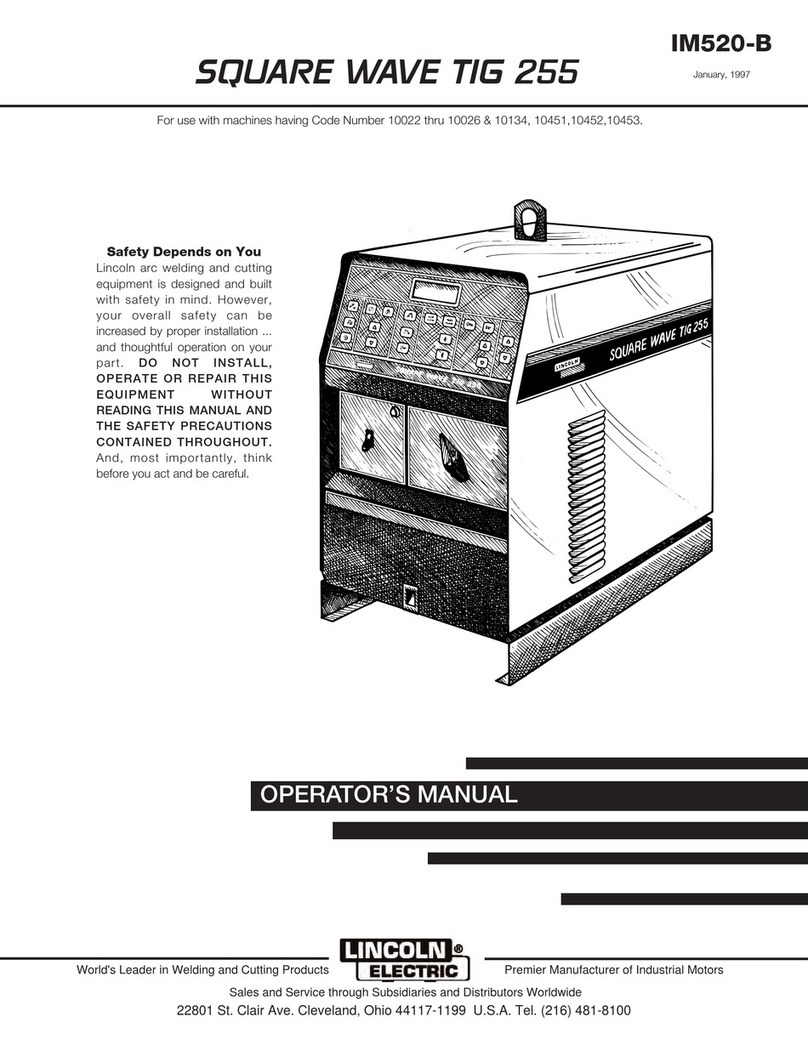 Lincoln Electric SQUARE WAVE TIG 255 IM520-B Operator's manual