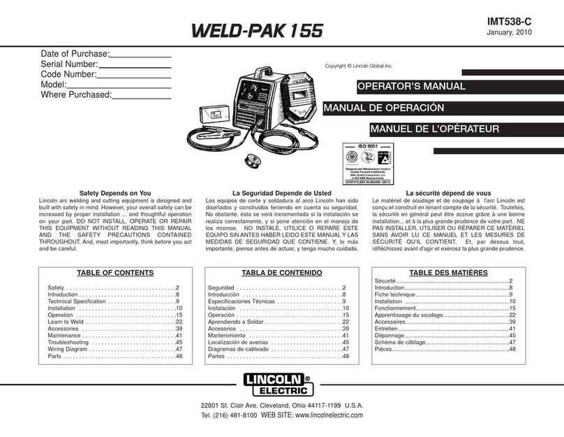 Lincoln Electric WELD-PAK 155 Operator's manual