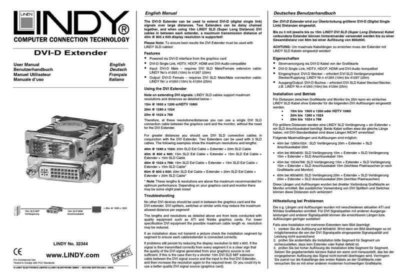 Lindy DVI-D EXTENDER 32344 User manual