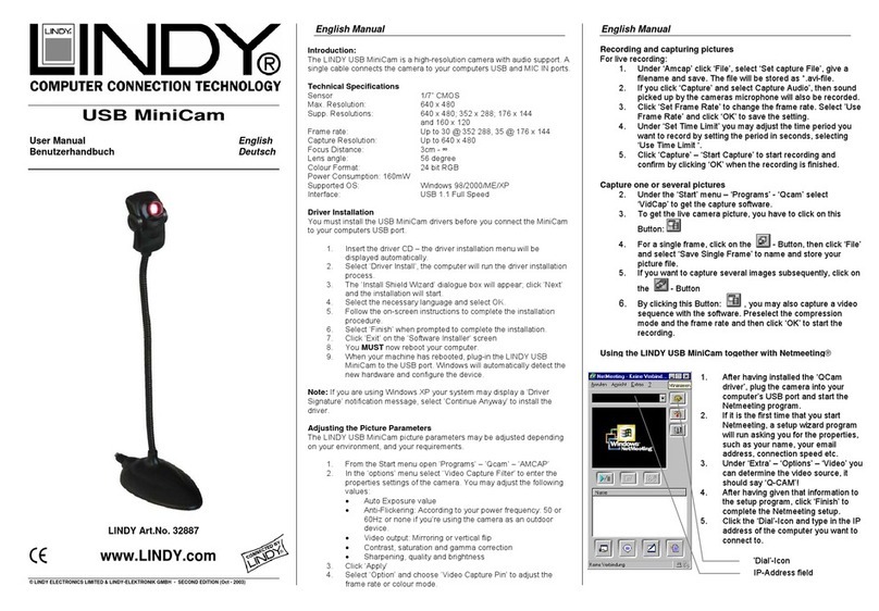 Lindy USB MiniCam User manual