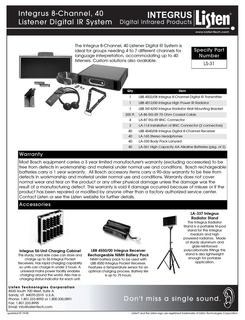Listen Technologies Integrus 8-Channel, 40 Listener Digital IR System... brochure