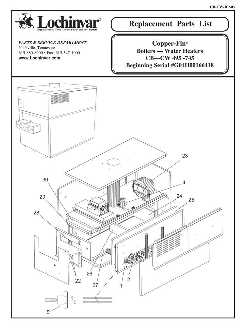 Lochinvar CB--CW 495 -745 Replacement parts list