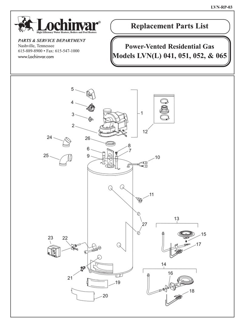 Lochinvar LVN(L) 065 Replacement parts list