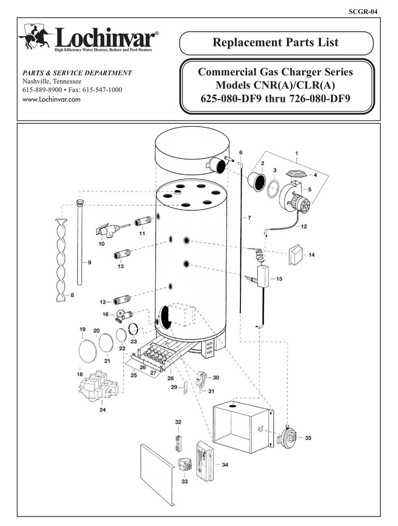 Lochinvar CLR(A) 625-080-DF9 thru 726-080-DF9 Replacement parts list