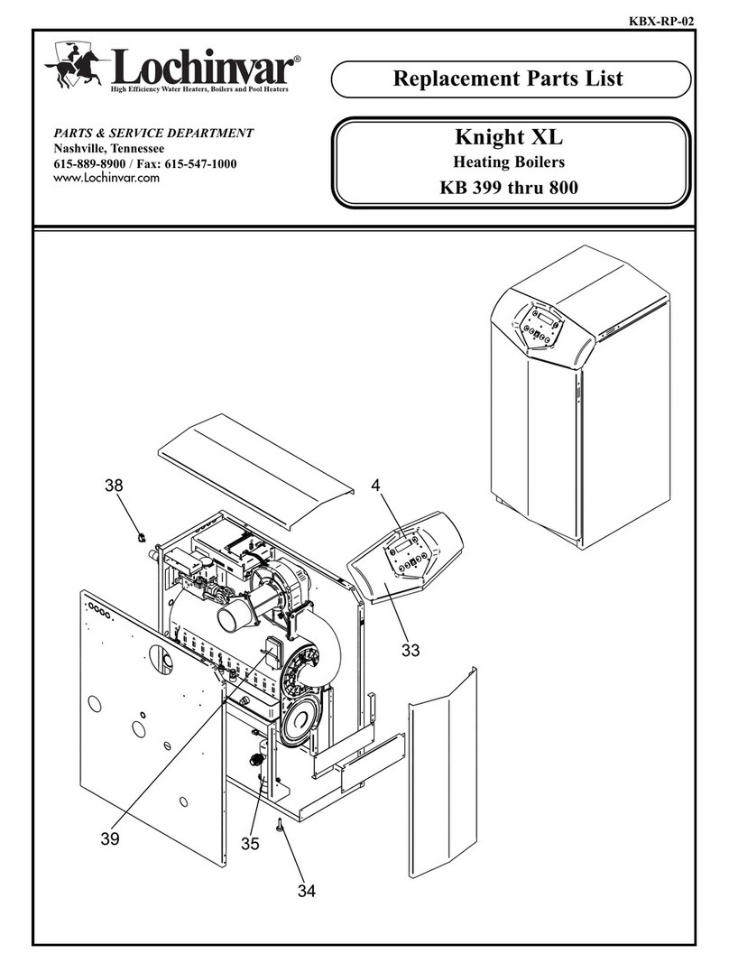 Lochinvar Knight XL KB 399 thru 800 Replacement parts list