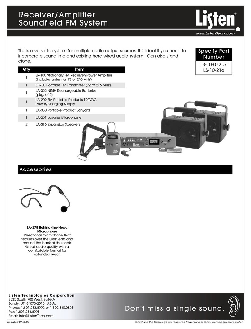 Listen Technologies LT-700 Specification sheet