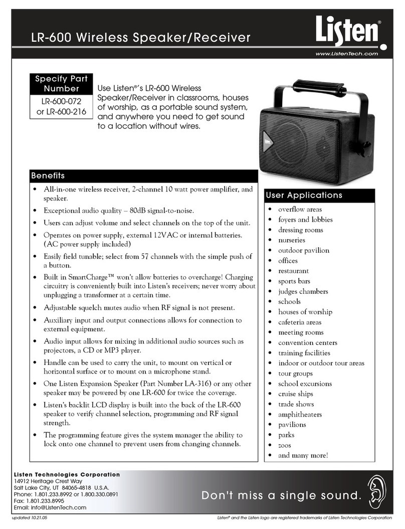 Listen Technologies LR-600 Specification sheet