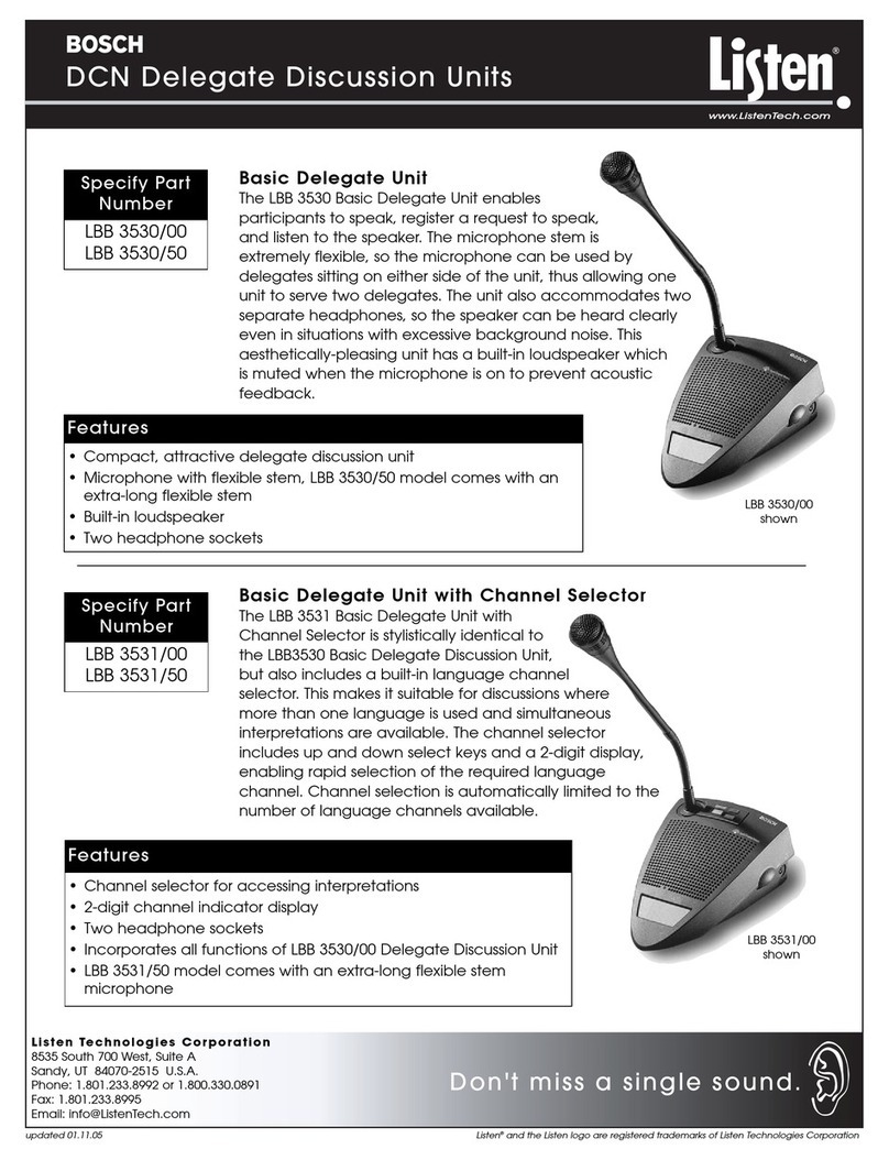 Listen Technologies DCN Delegate Discussion Units LBB 3530/00 Brochure & specs