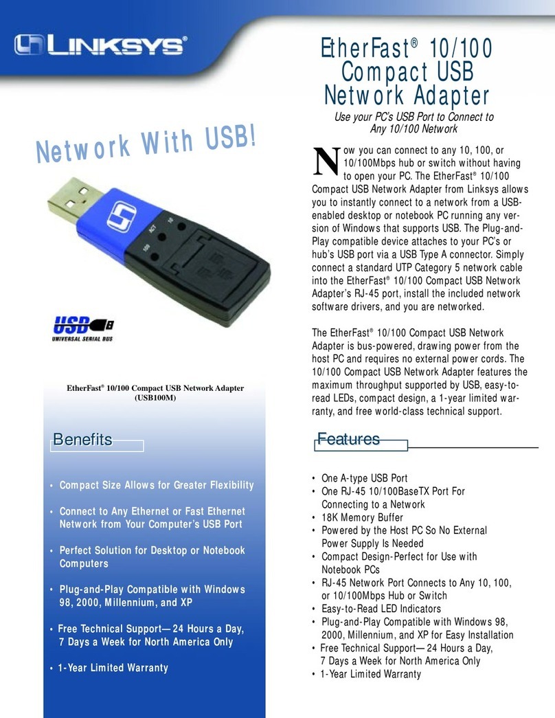 Linksys USB100M specification Linksys USB100M specification