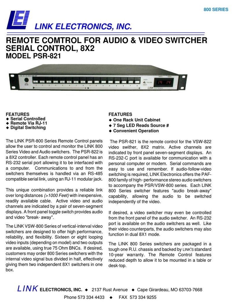 Link electronics PSR-821 Series Specification sheet