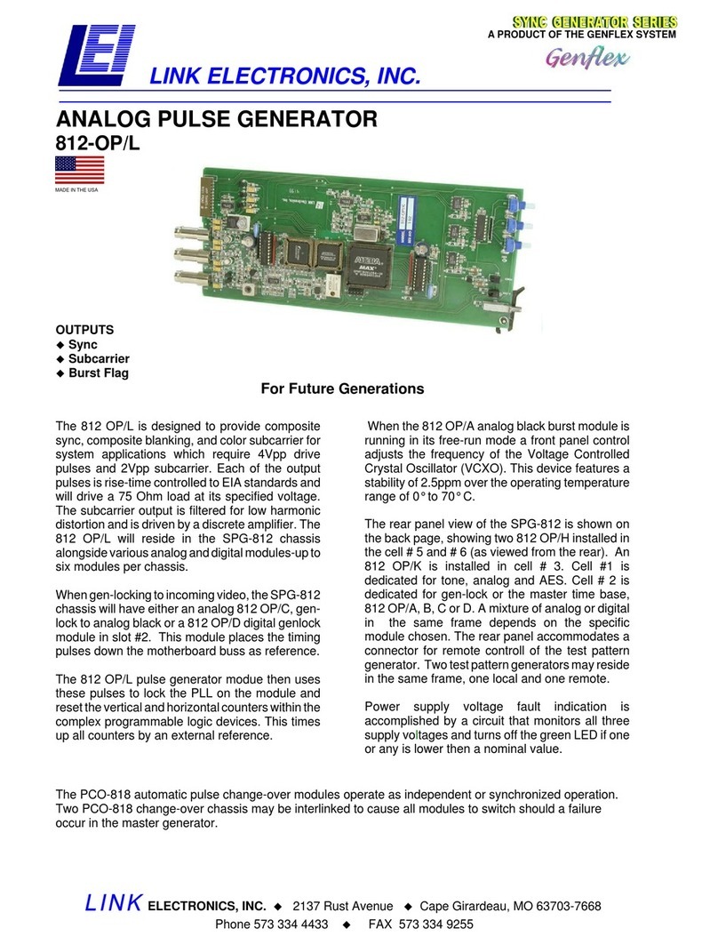 Link electronics Analog Pulse Generator 812-OP/L Specification sheet Link electronics Analog Pulse Generator 812-OP/L Specification sheet
