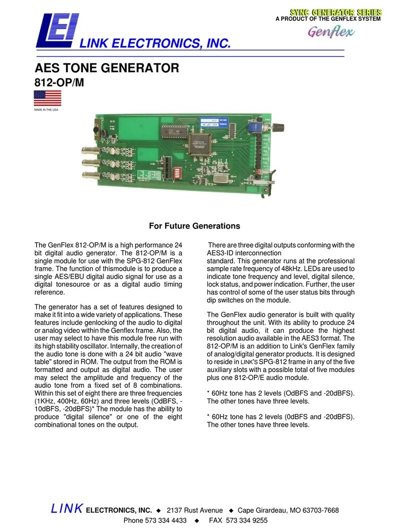 Link electronics AES Tone Generator 812-OP/M Specification sheet