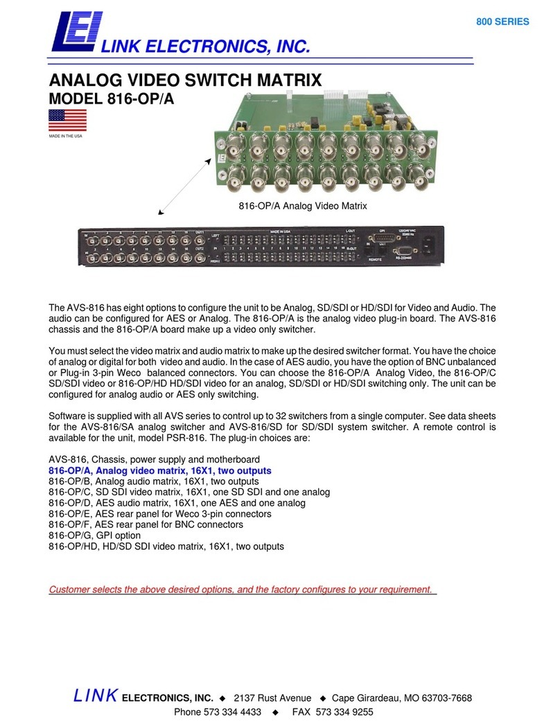 Link electronics 816-OP/A Specification sheet