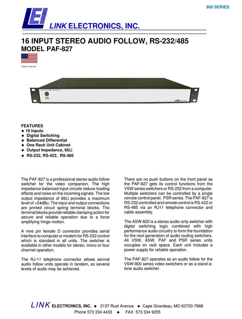 Link electronics PAF-827 Specifications