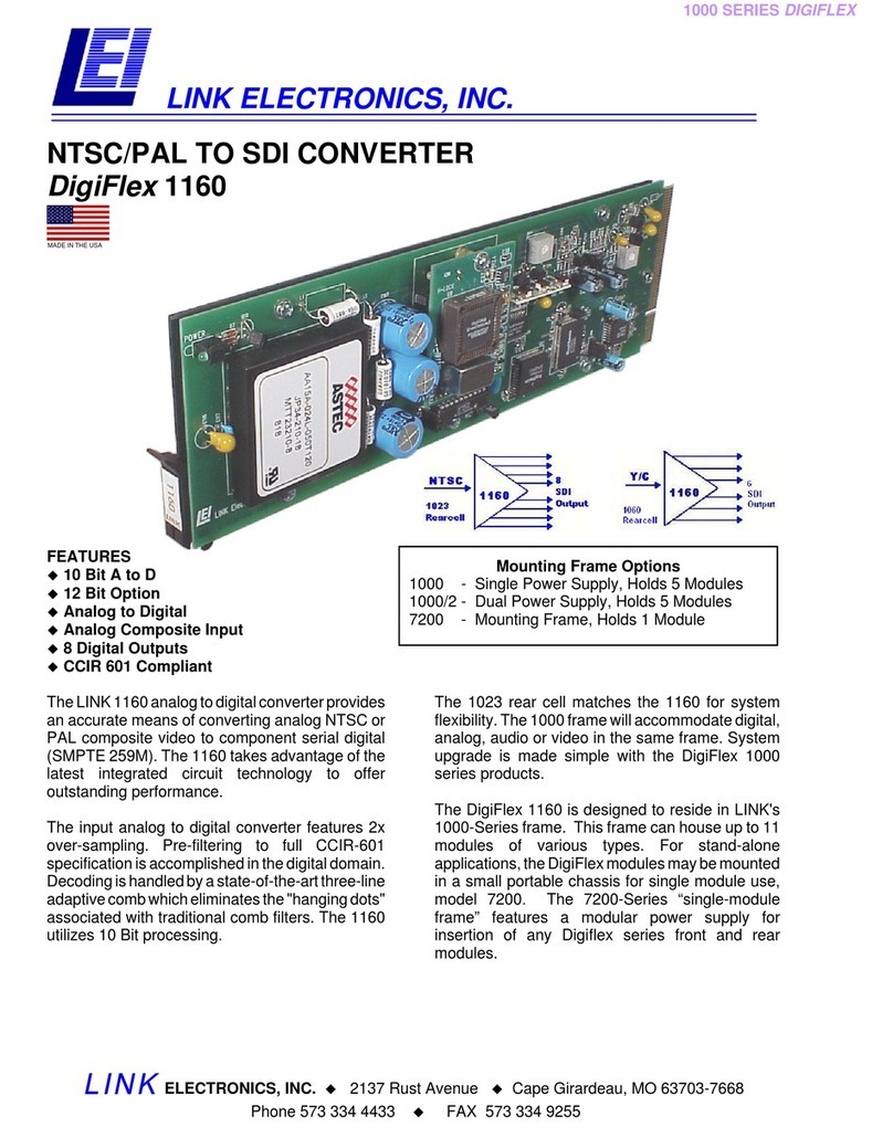 Link electronics NTSC/PAL to SDI Converter DigiFlex 1160 User manual