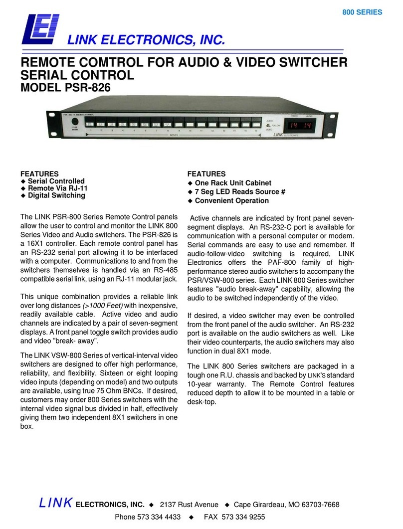 Link electronics PSR-826 Specification sheet