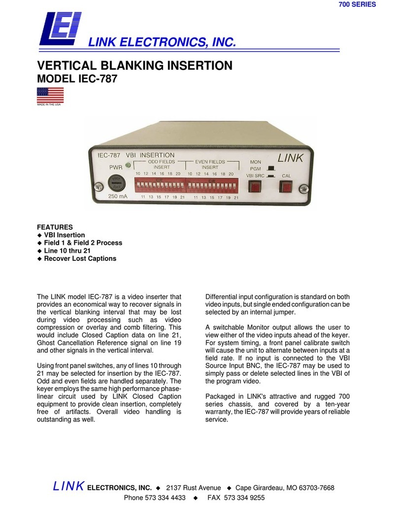 Link electronics Vertical Blanking Insertion IEC-787 User manual Link electronics Vertical Blanking Insertion IEC-787 User manual