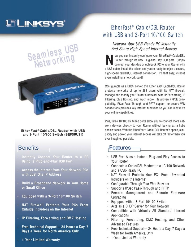 Linksys EtherFast BEFSRU31 User manual