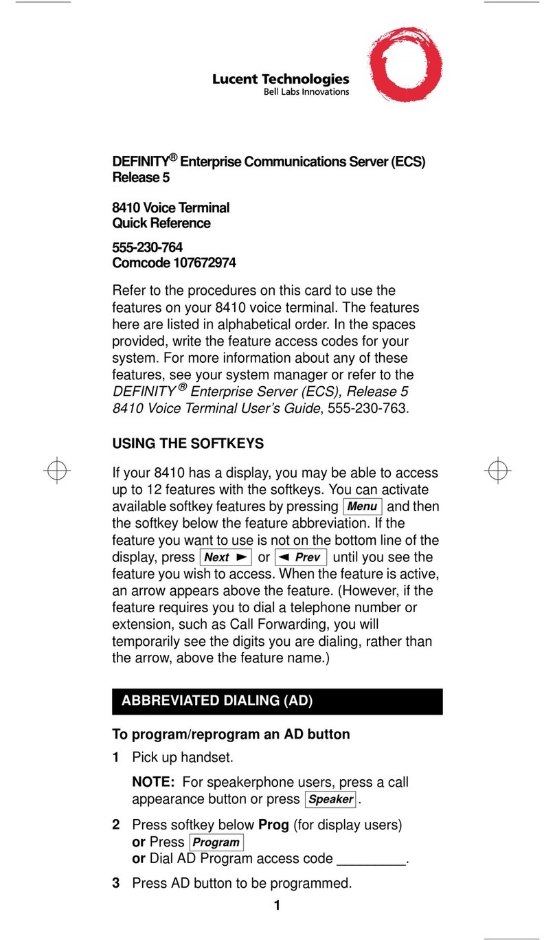Lucent Technologies Voice Terminal 8410 User manual