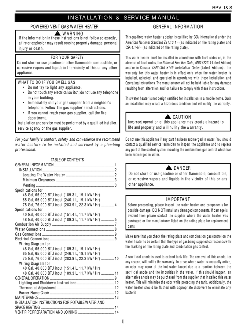 Lochinvar RPV-I&S Installation and service manual