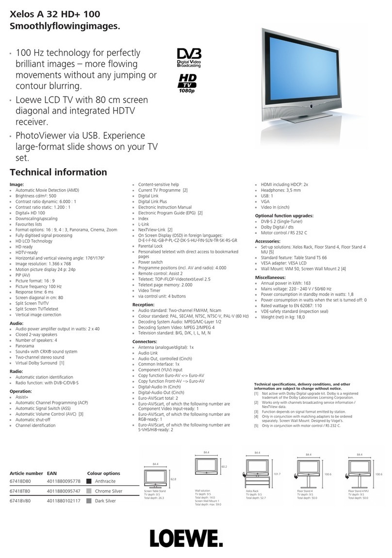 Loewe Xelos A 42 HD+ 100 User manual