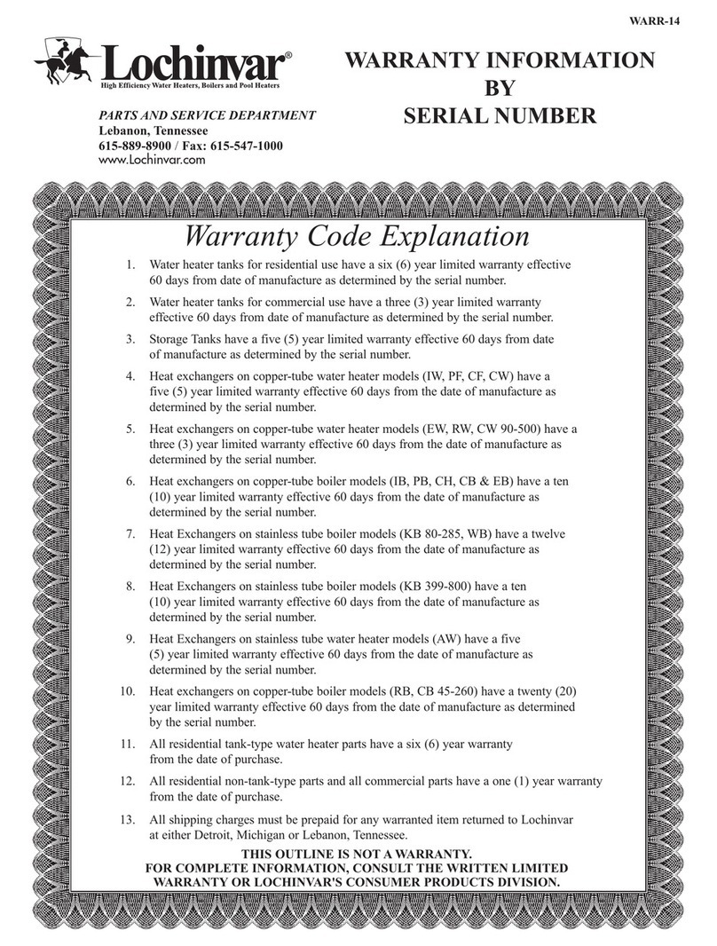 Lochinvar A07H00123456 Warranty information