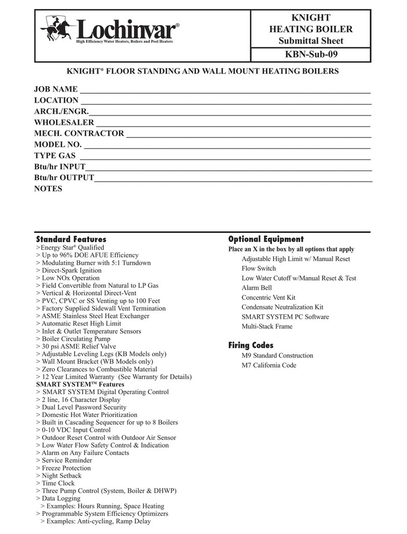 Lochinvar KBN-SUB-09 Submittal sheet
