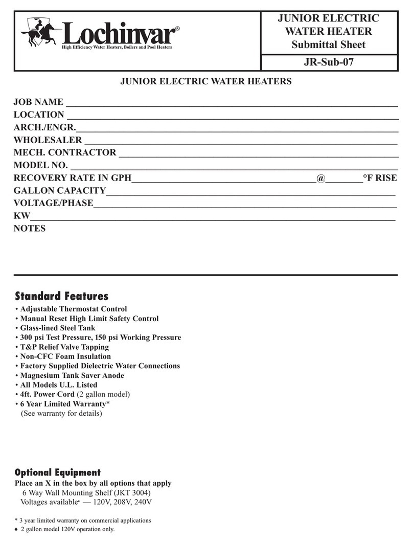 Lochinvar JR-SUB-07 User manual
