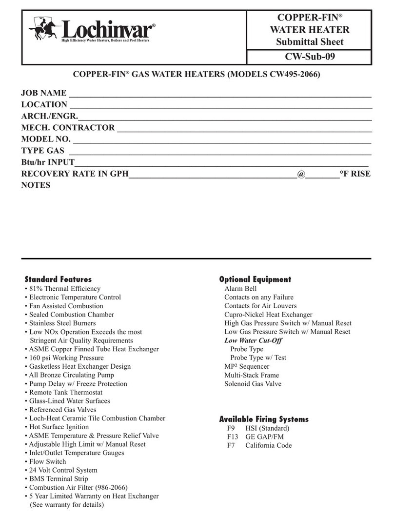 Lochinvar CW495-2066 Submittal sheet