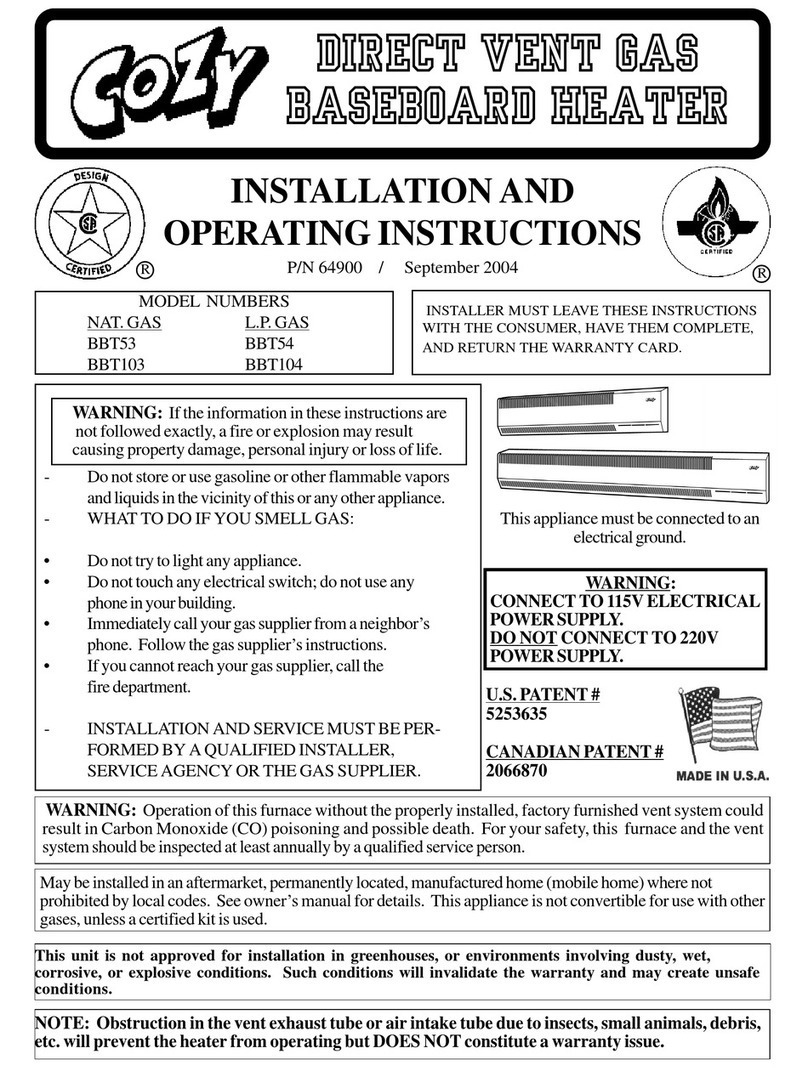 COZY BBT103 and Installation and operating instructions COZY BBT103 and Installation and operating instructions