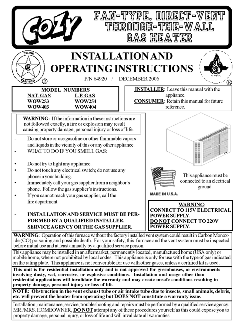 COZY WOW253 and Installation and operating instructions
