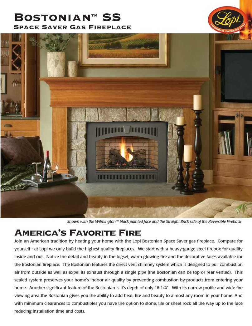 Lopi Space Saver Gas Fireplace Bostonian SS Specifications