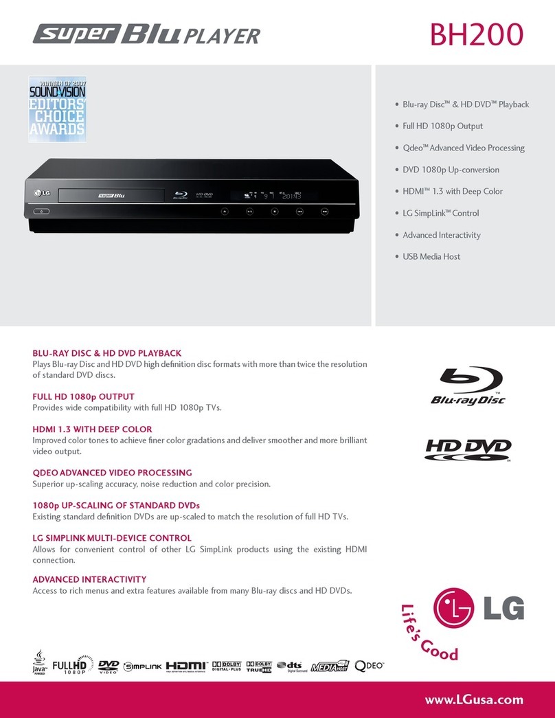 LG BH200 -  Super Blu Blu-Ray Disc Specification sheet