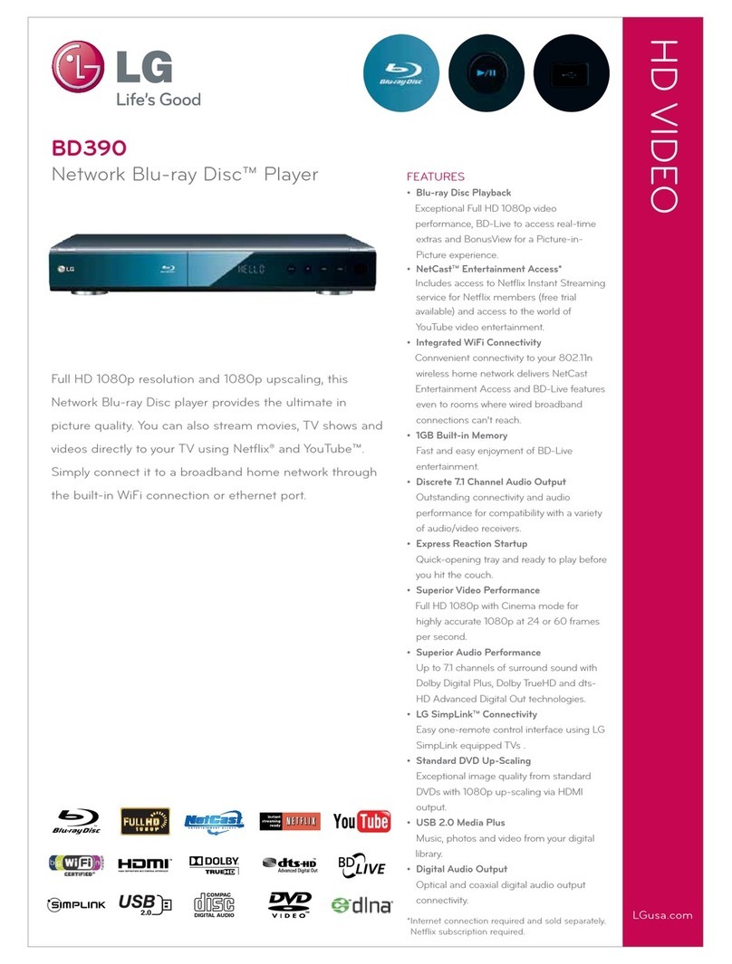LG BD390 -  Blu-Ray Disc Player User manual