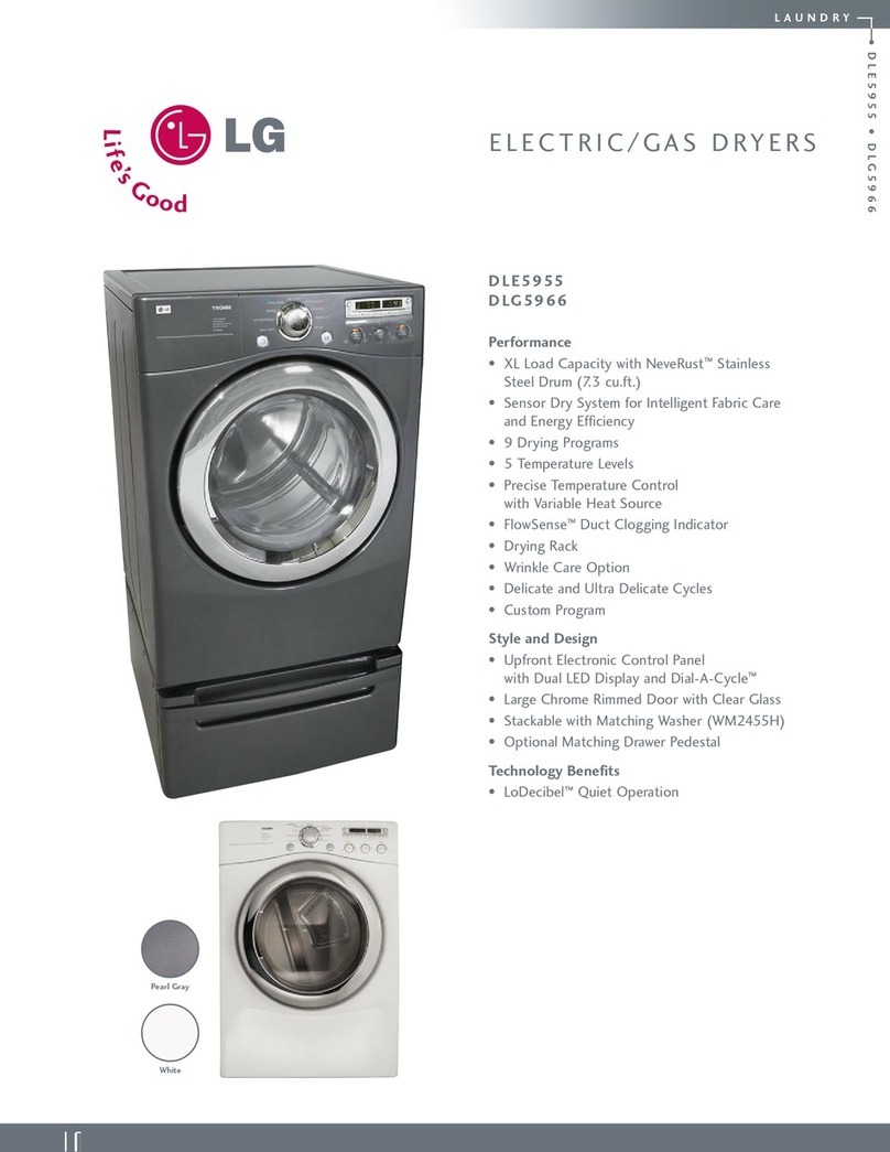 LG Tromm DLE5955G Specifications