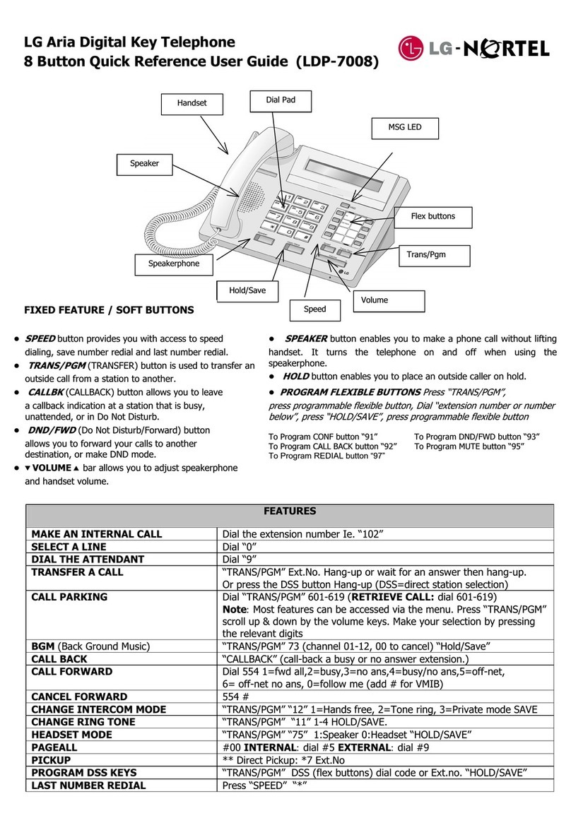 LG-Nortel LDP-7008 Quick reference user guide