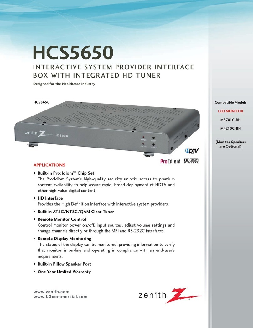 Zenith HCS5650 Specification sheet