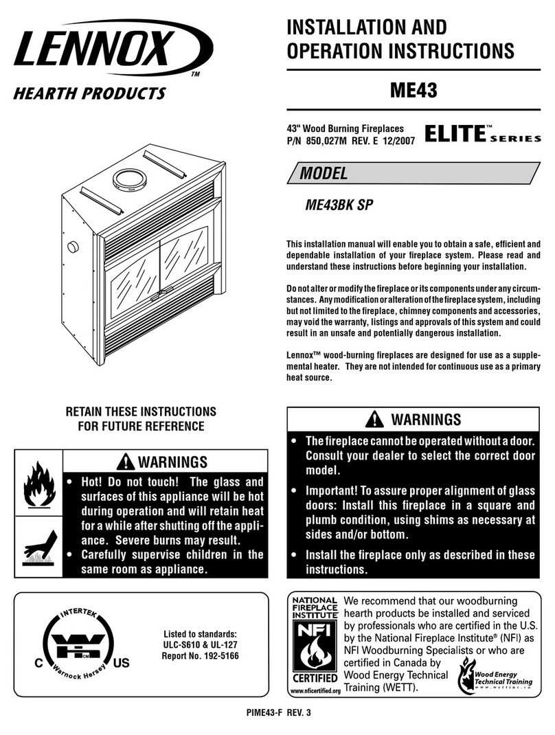 Lennox Hearth Products ELITE ME43BK SP User manual
