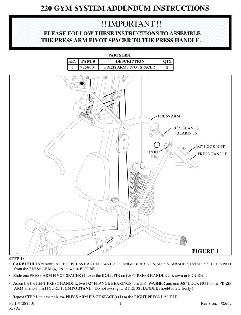 Life Fitness Gym System Addendum 220 Addendum Instructions Life Fitness Gym System Addendum 220 Addendum Instructions