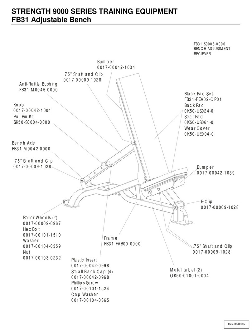 Life Fitness Adjustable Bench FB31 parts list