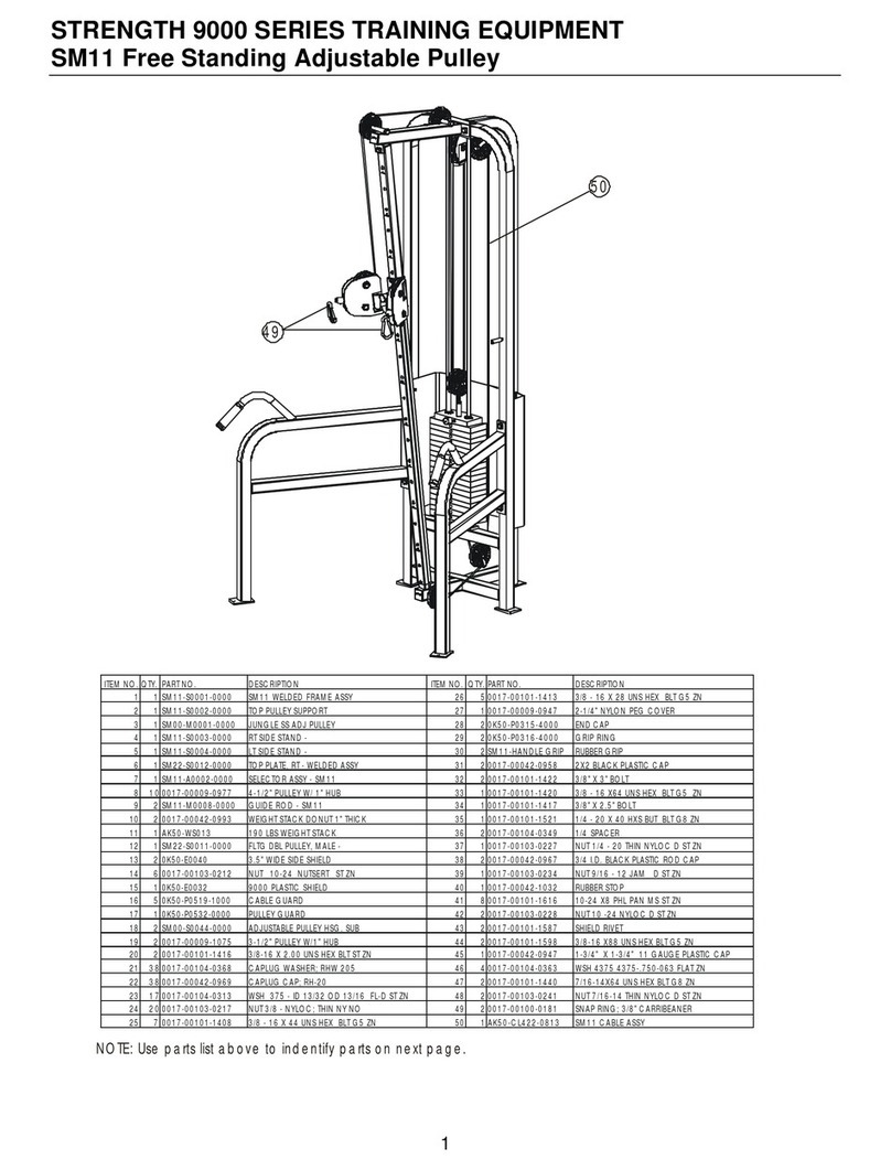 Life Fitness STRENGTH 9000 Series parts list