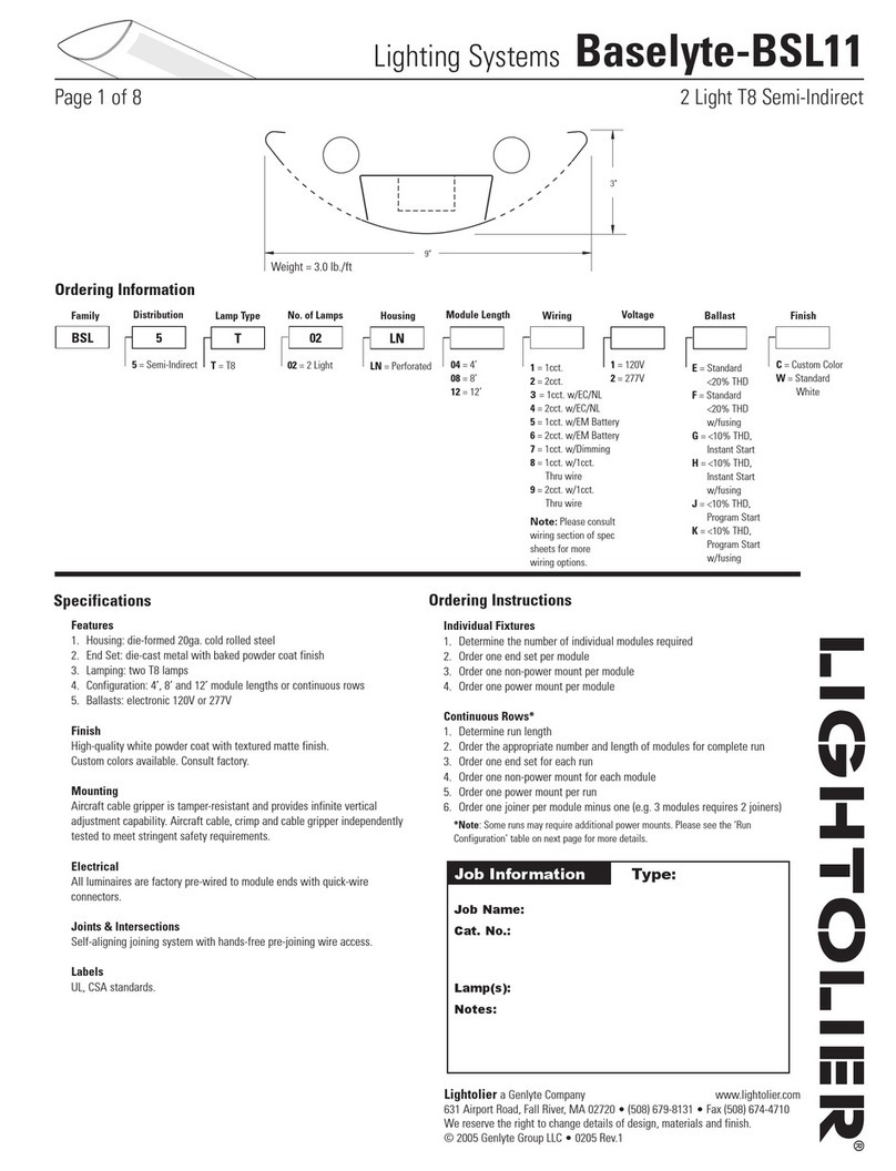 Lightolier Lighting Systems Baselyte-BSL11 User manual